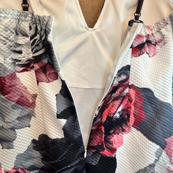 STRAPPY ROSE HALTER DRESS WITH - Red- Pink/ Gray/Black W/ White Backing - Picture 5 of 13